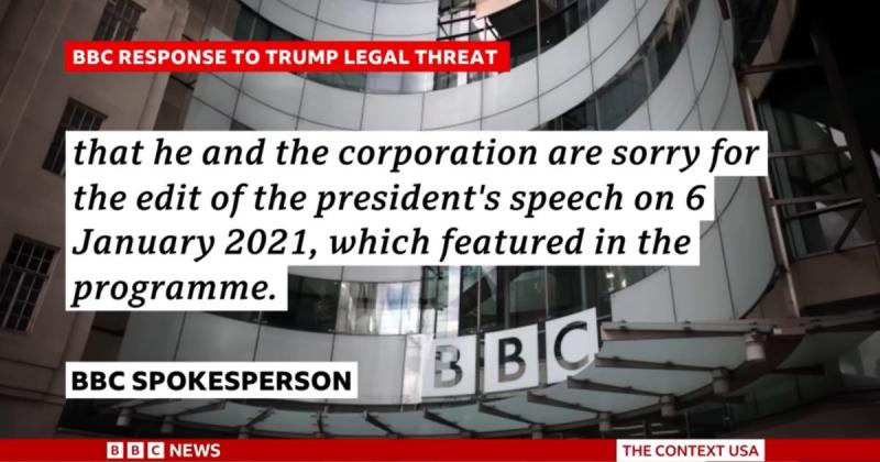 A BBC hivatalosan elnézést kért Donald Trump-tól, de visszautasította az egymilliárd dolláros kártérítési igényt.